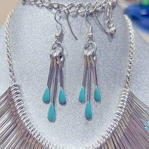 Like New! Turquoise Drops Necklace and Earrings Set